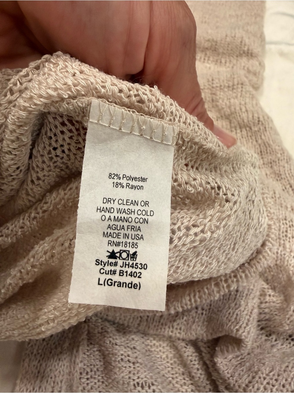 Carly Jean Los Angeles Molly Knit Duster- TAN/BEIGE L - Picture 7 of 8